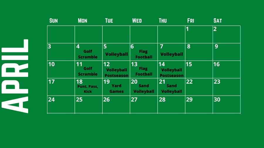 Spring 2022 Intramural Calendar